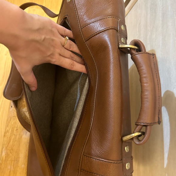 Hidesign Leather Men's Brown Briefcase Laptop Crossbody Travel Business Satchel - Picture 15 of 16